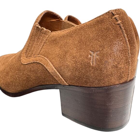 Frye Eleanor Western cowgirl shootie chestnut Suede Low Heel size 8.5 - Picture 7 of 16